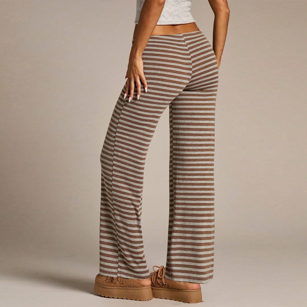 Casual striped pants for women in autumn
