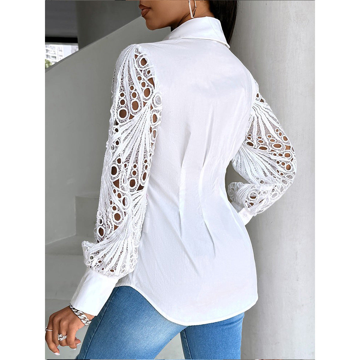 Splicing non elastic shirt for women in autumn