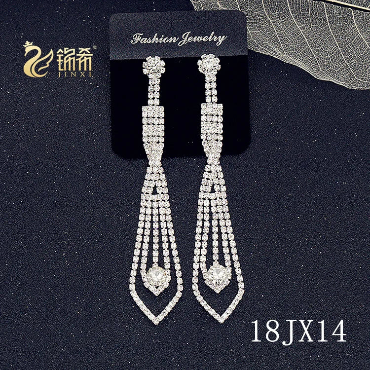 European and American/Korean Beautiful Classical Earrings Super Long Rhinestone Tassel Nightclub Earrings Dress Banquet Ear Ring