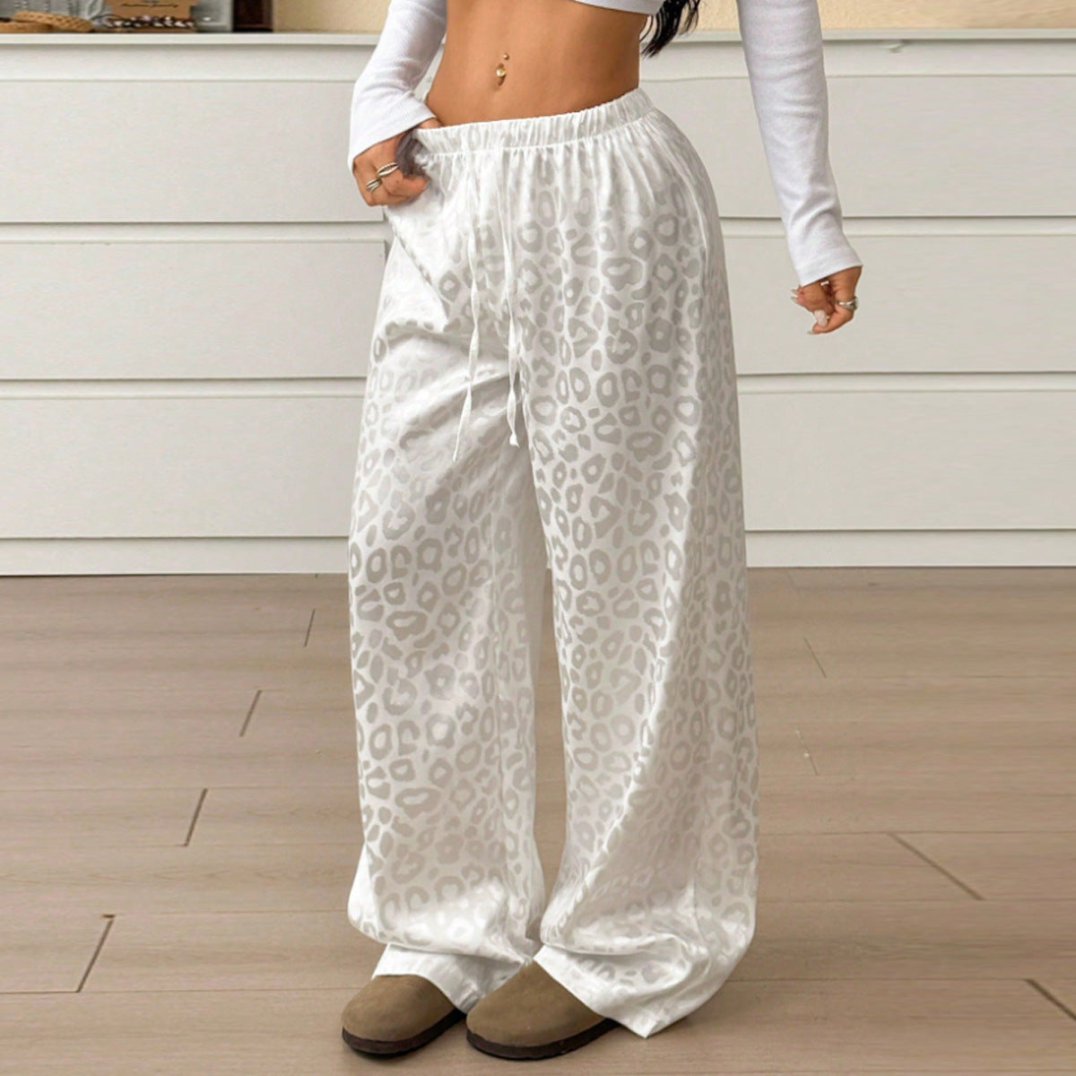 Casual jacquard casual pants for women
