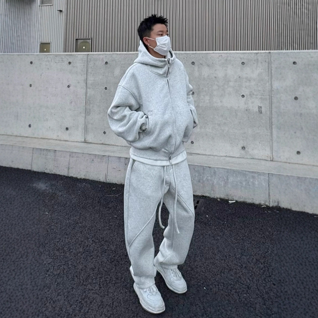 Style Heavyweight Casual Sports Suit Men's Fashion Loose Hooded Jacket Straight Leg Pants Two-Piece Set