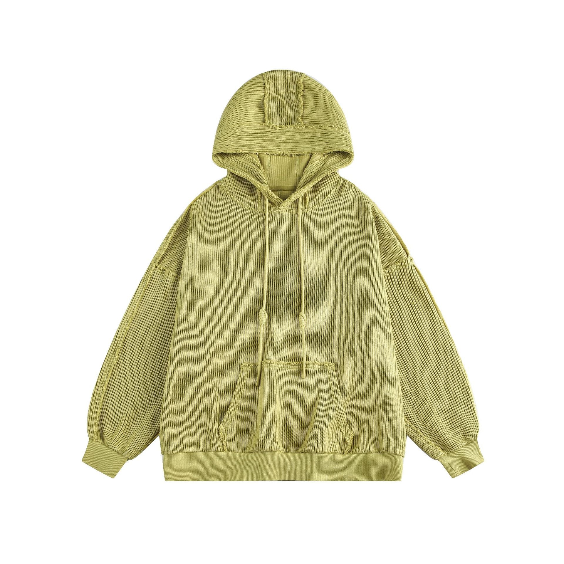 Hairy edge distressed hooded sweatshirt for men