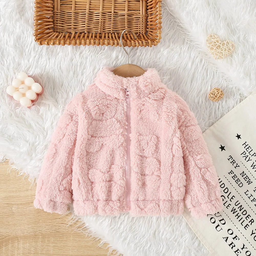 Pink Girls Jackets Autumn Coat Winter Thermal Fleece Jacket for Children 1 2 3 4 5Yrs Kids Coats Warm Korean Outerwear
