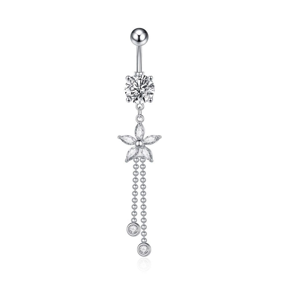 Zircon Tassel Belly Ring Navel Stud Piercing Jewelry