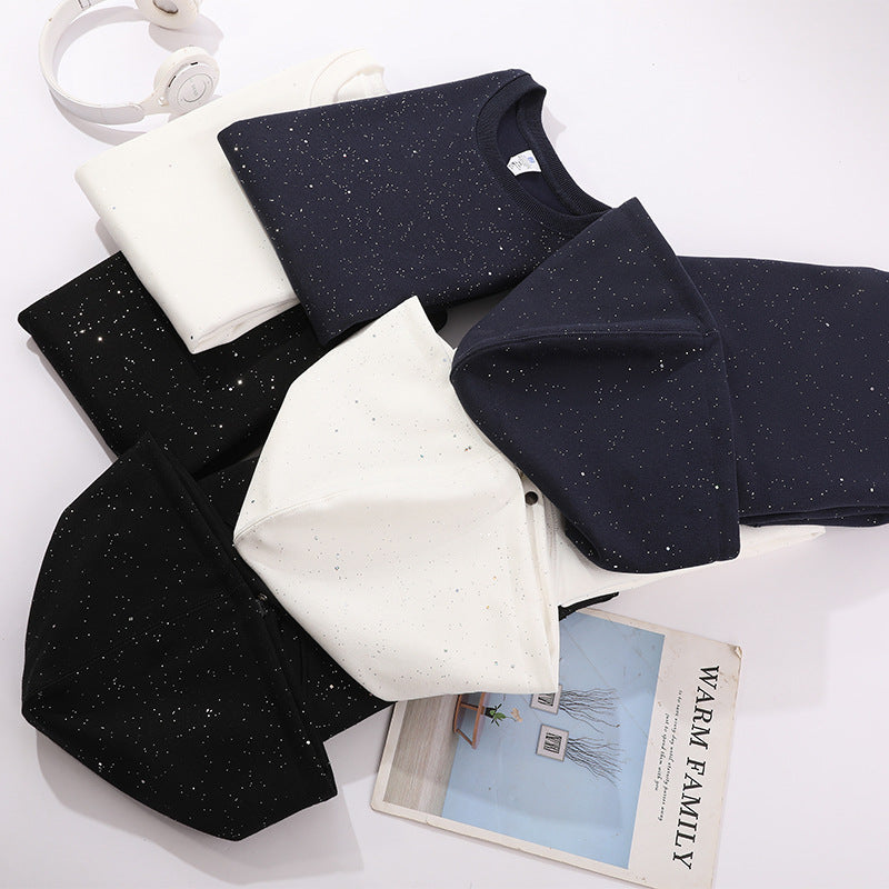 Casual Hoodie with All-Over Star Print, Unisex Streetwear Style, Loose Fit, American Fashion Top