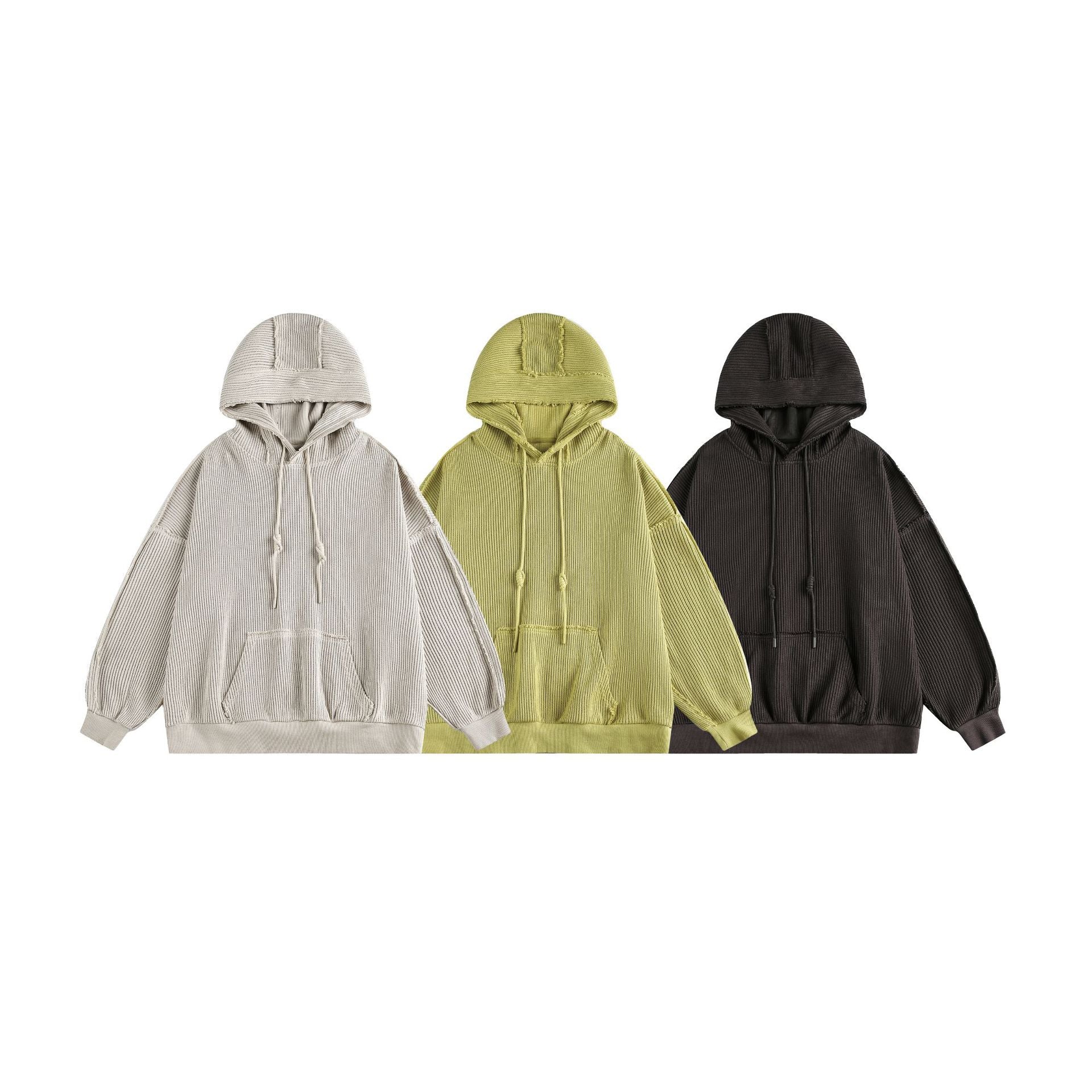 Hairy edge distressed hooded sweatshirt for men