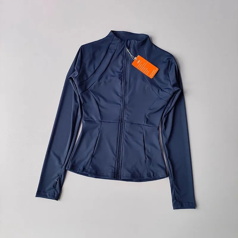Women's yoga fitness jacket, slim fit professional quick drying jacket, running slimming sports long sleeved yoga suit top