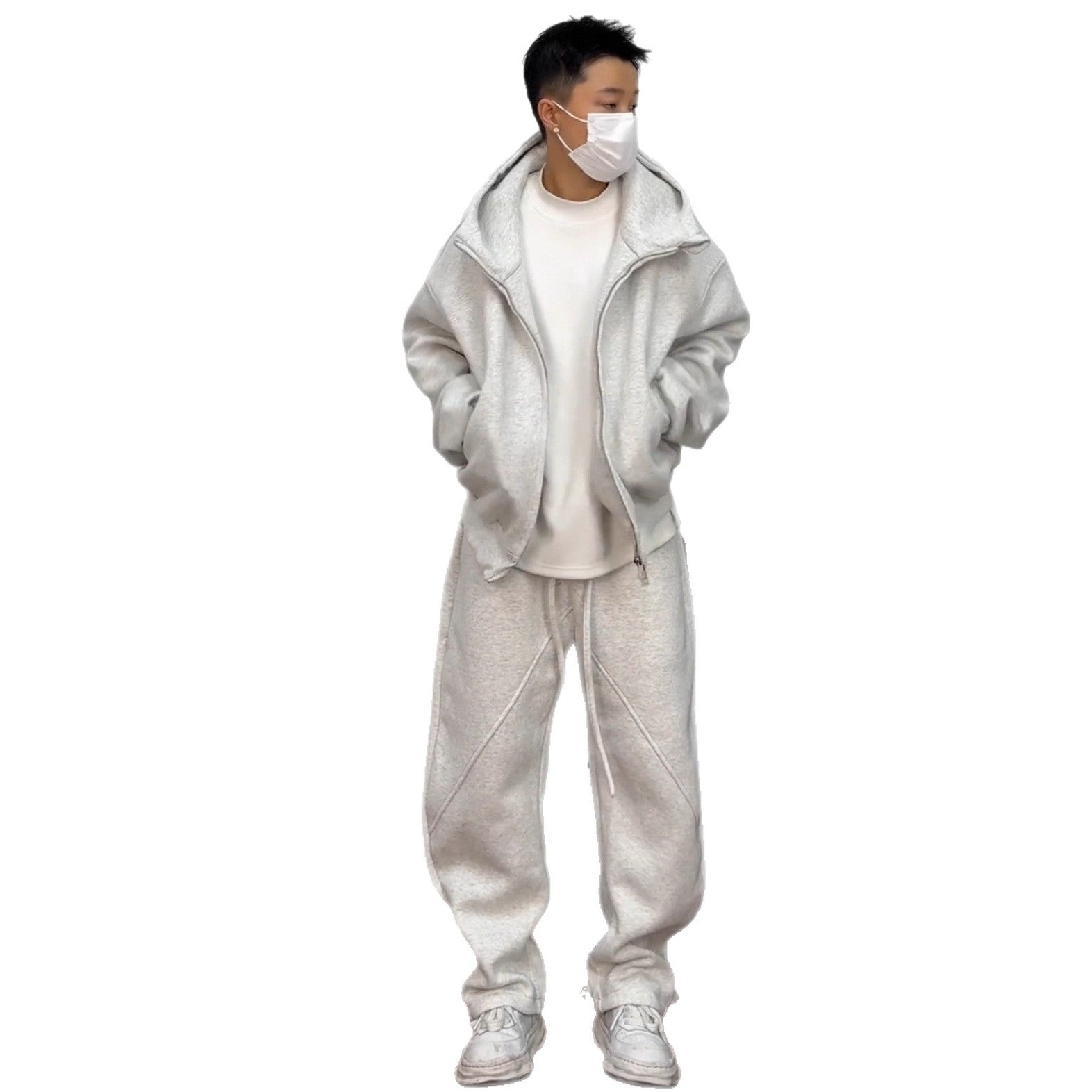 Style Heavyweight Casual Sports Suit Men's Fashion Loose Hooded Jacket Straight Leg Pants Two-Piece Set