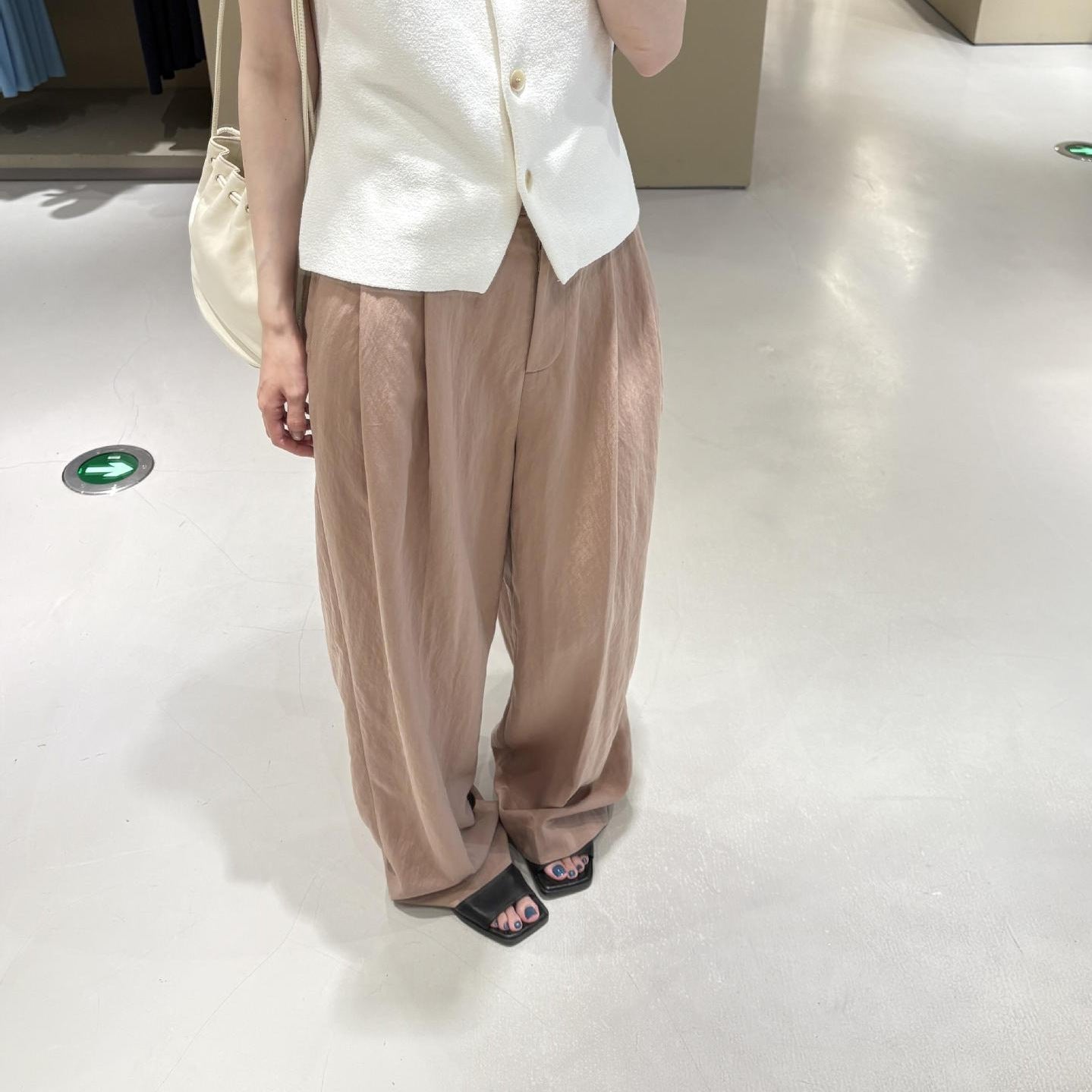 Casual Pleated Wide-Leg Pants Pink Casual Commuter Trousers