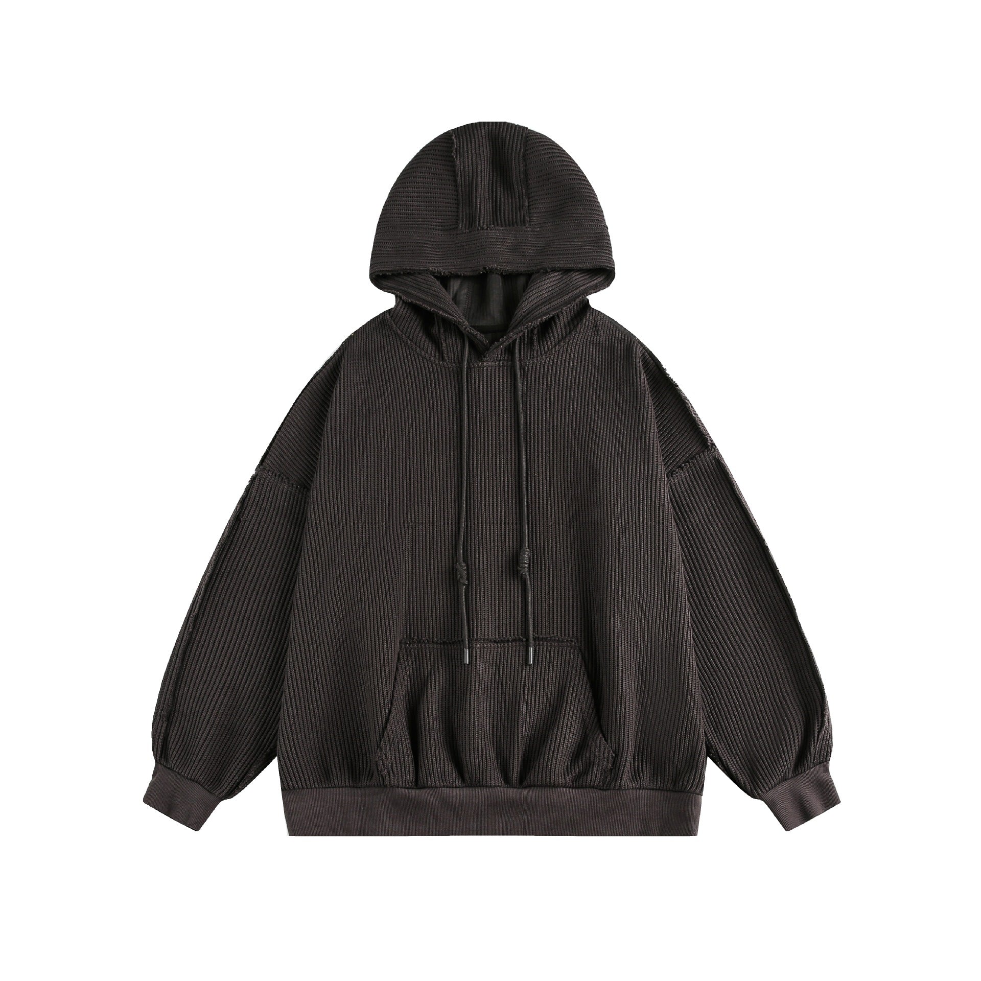 Hairy edge distressed hooded sweatshirt for men