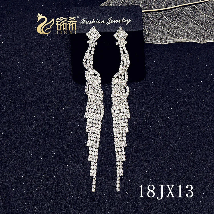 European and American/Korean Beautiful Classical Earrings Super Long Rhinestone Tassel Nightclub Earrings Dress Banquet Ear Ring