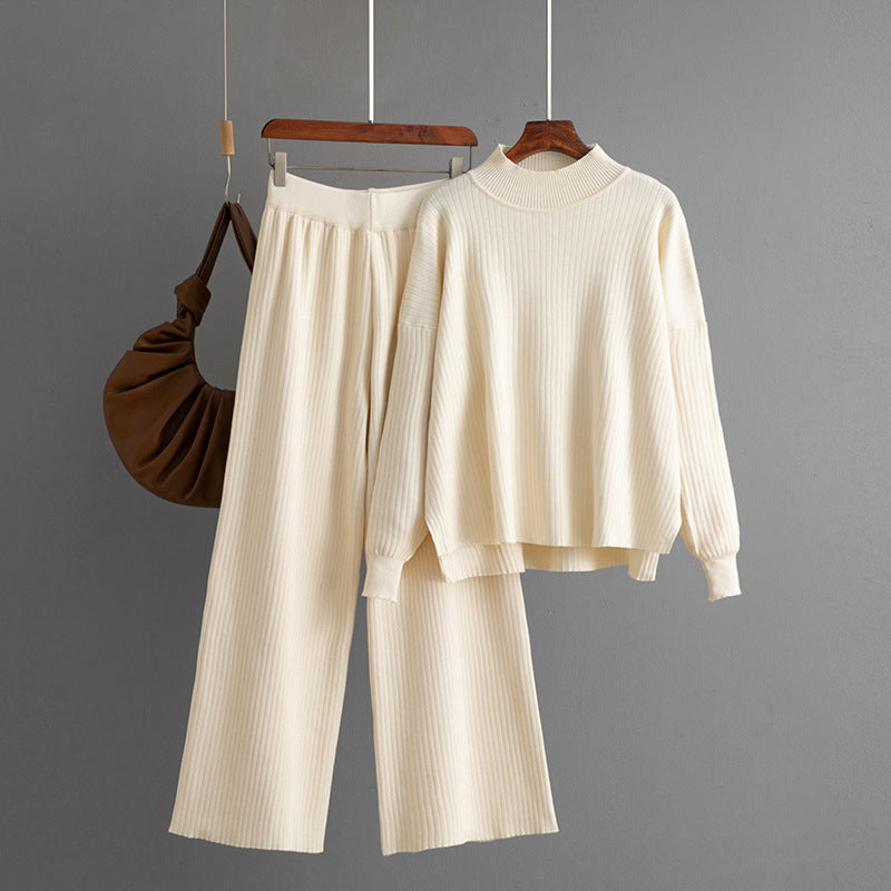 Solid color loose sweater set