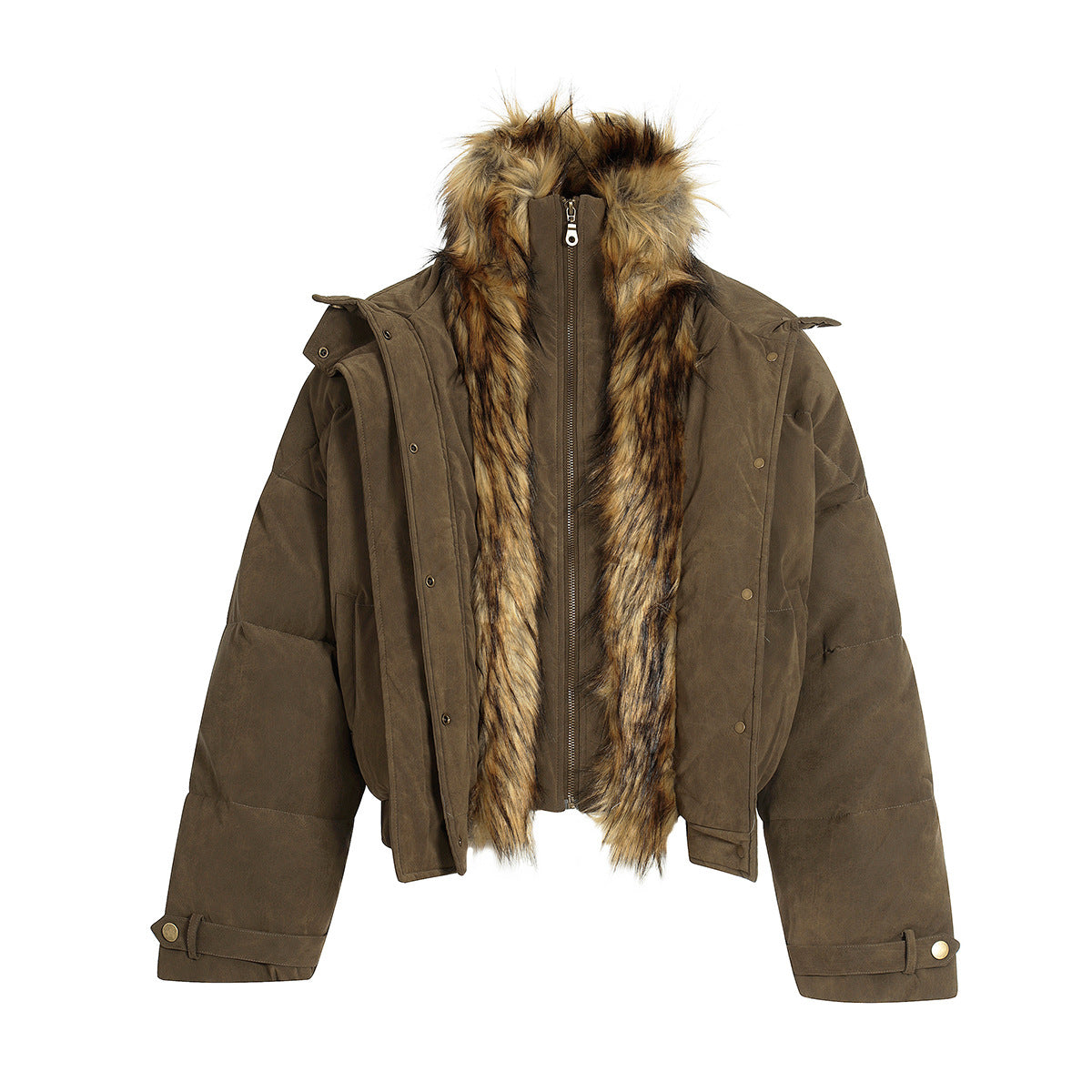 Cotton coat fur collar jacket fake two pieces