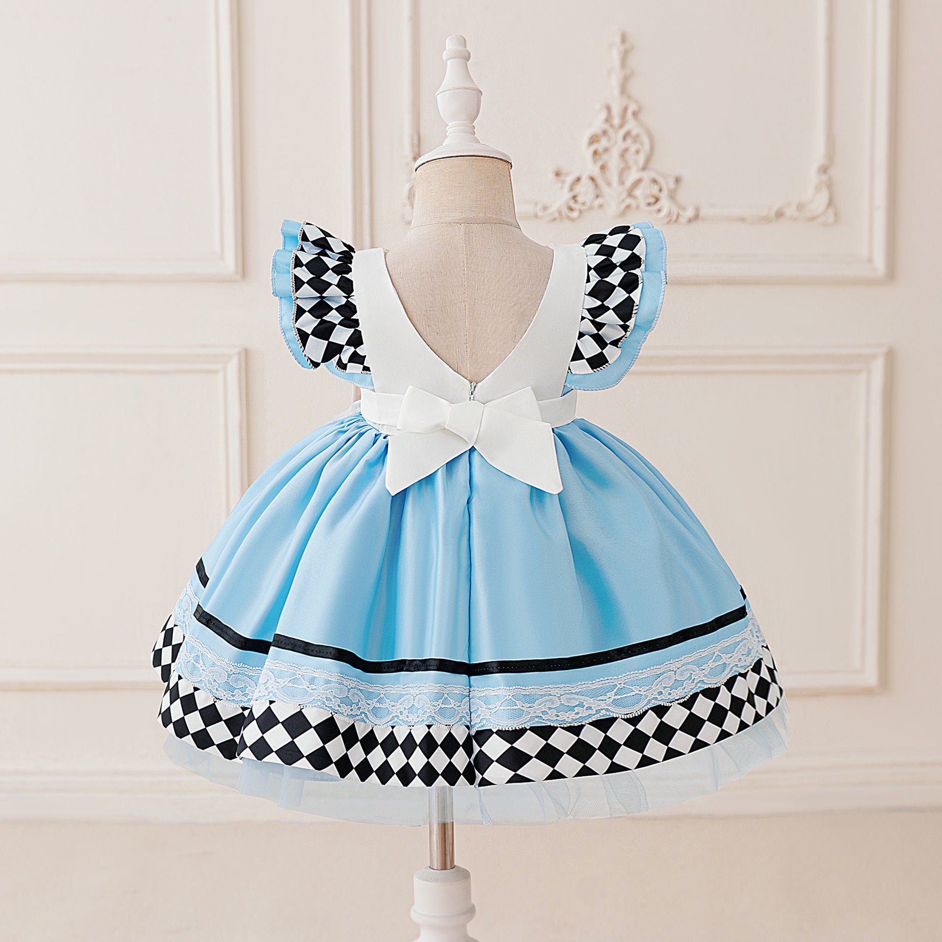 Halloween Lolita Alice Maid Dress for Girls, Flutter Sleeve Princess Dress, Stage Performance Costume