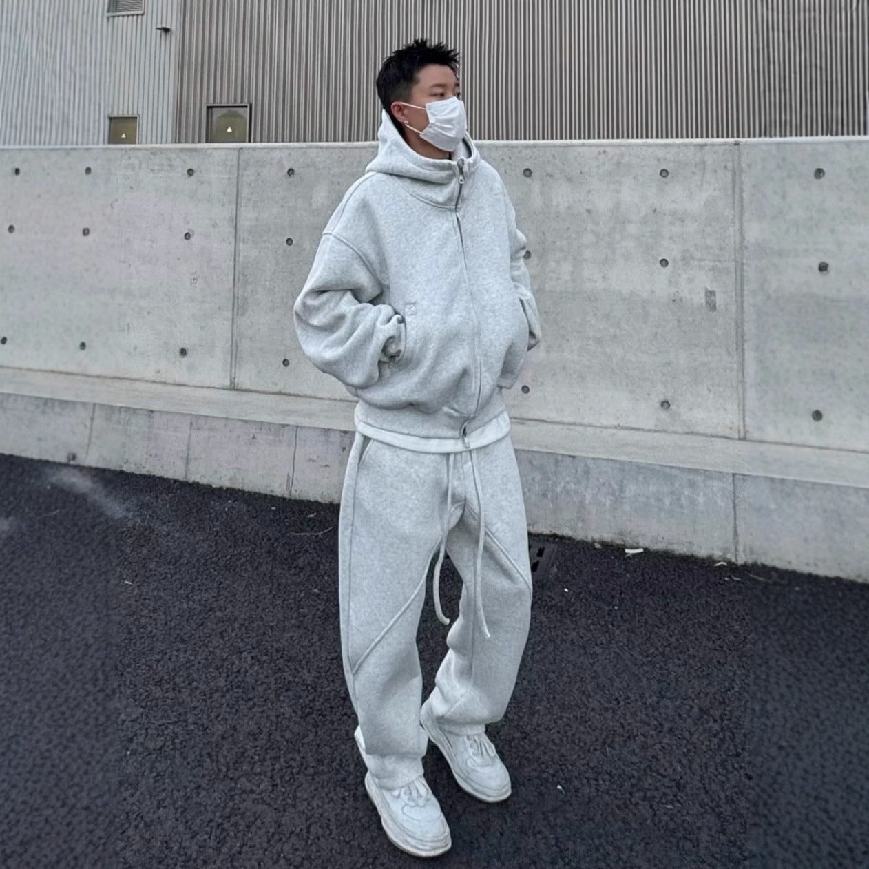 Style Heavyweight Casual Sports Suit Men's Fashion Loose Hooded Jacket Straight Leg Pants Two-Piece Set