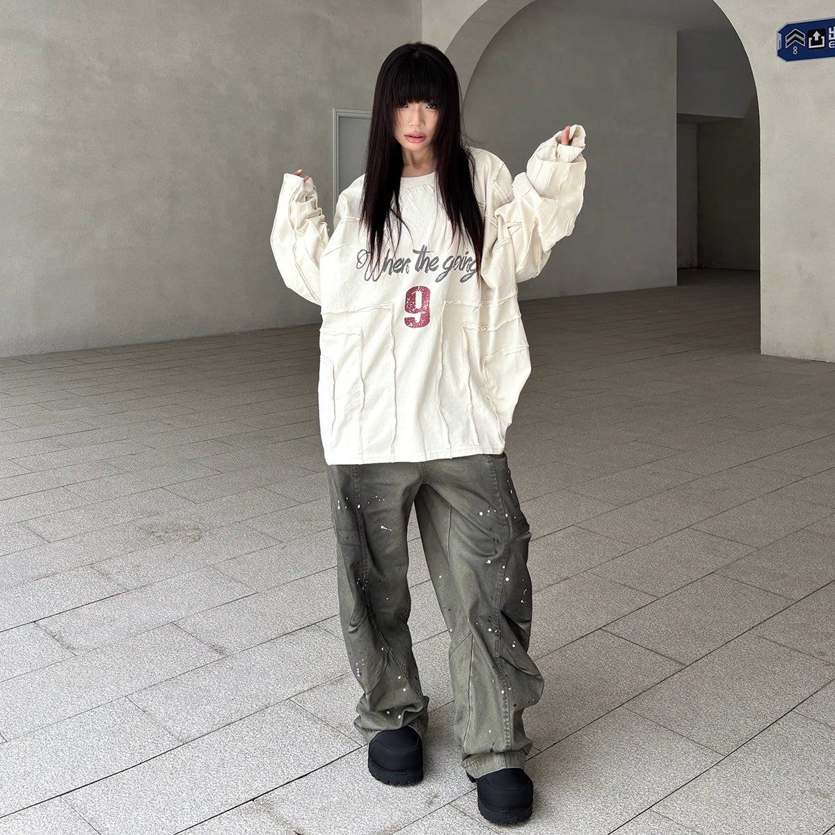 Splicing edge hoodie