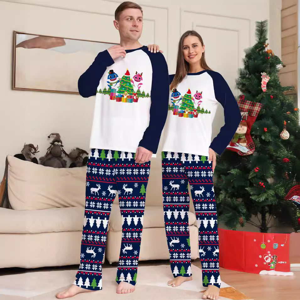 Christmas Tree Deer Print Family Matching Pajama Set Holiday Home Wear Comfortable Sleepwear for Kids and Adults