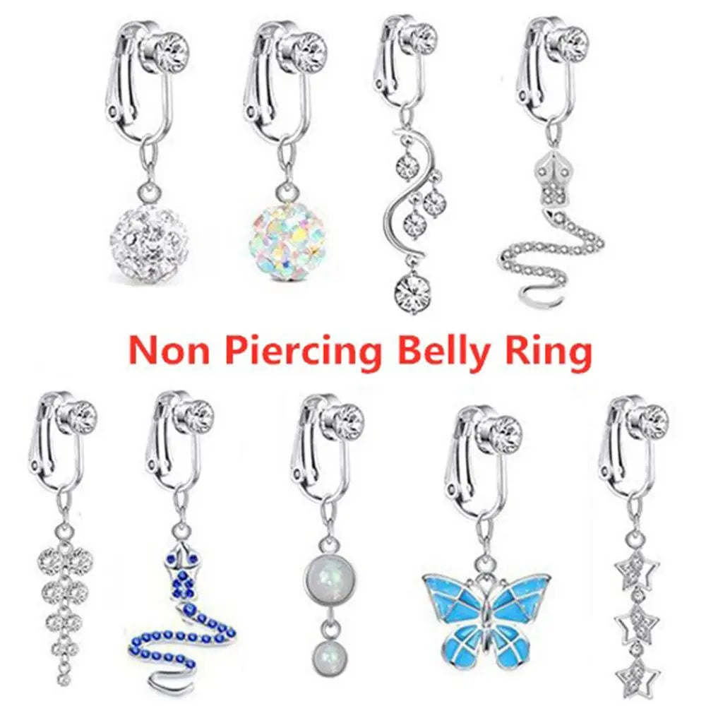 Beach Accessories Non Piercing Clip On Earrings Cartilage Clip Faux Belly Piercing Fake Belly Ring Navel Rings Body Jewelry