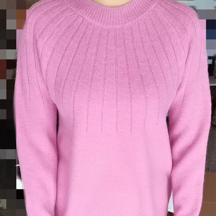 Red sweater women's autumn and winter short loose base sweater versatile