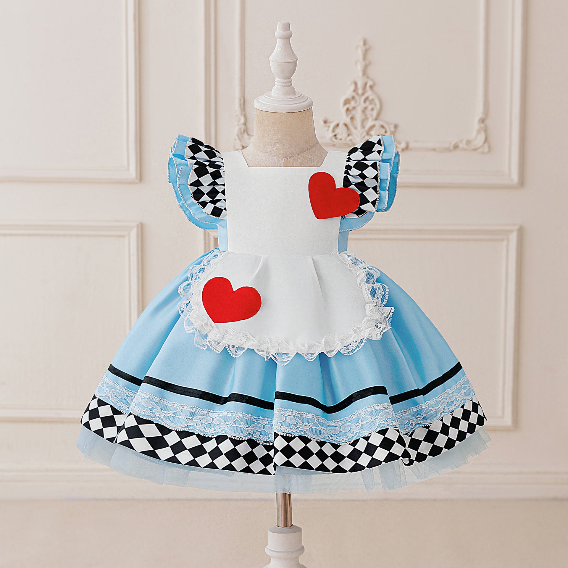 Halloween Lolita Alice Maid Dress for Girls, Flutter Sleeve Princess Dress, Stage Performance Costume