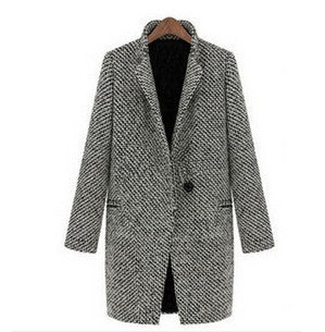 Women's high-end woolen slim fit thick long sleeved coat