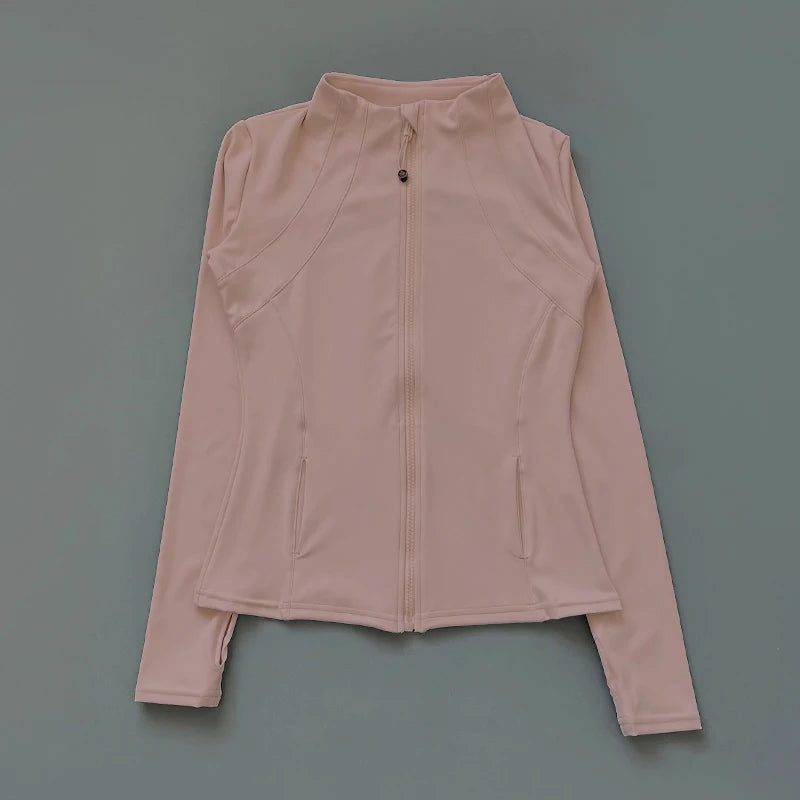 New yoga wear ladies coat round high elastic loose exercise yoga fitness long sleeve stand-up collar  yoga tops