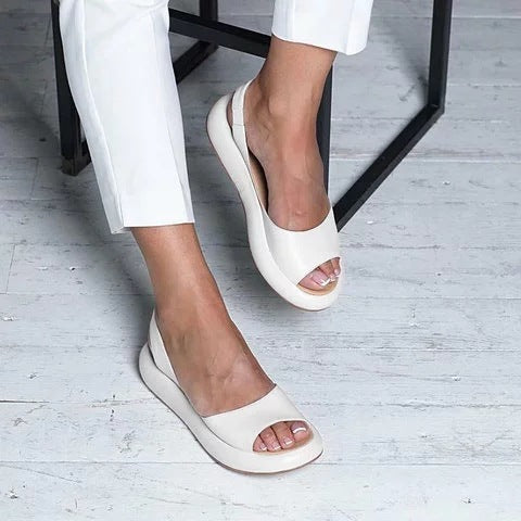 Flat bottomed low heel fish mouth thick soled women's sandals