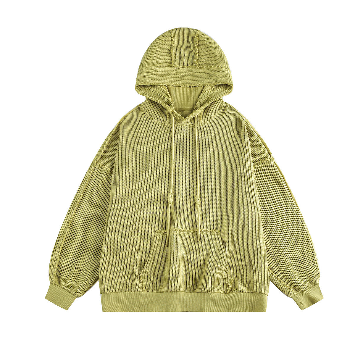 Hairy edge distressed hooded sweatshirt for men