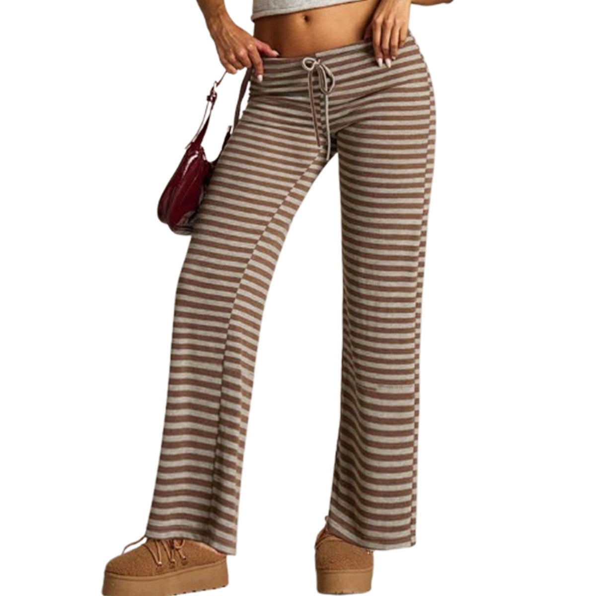 Casual striped pants for women in autumn