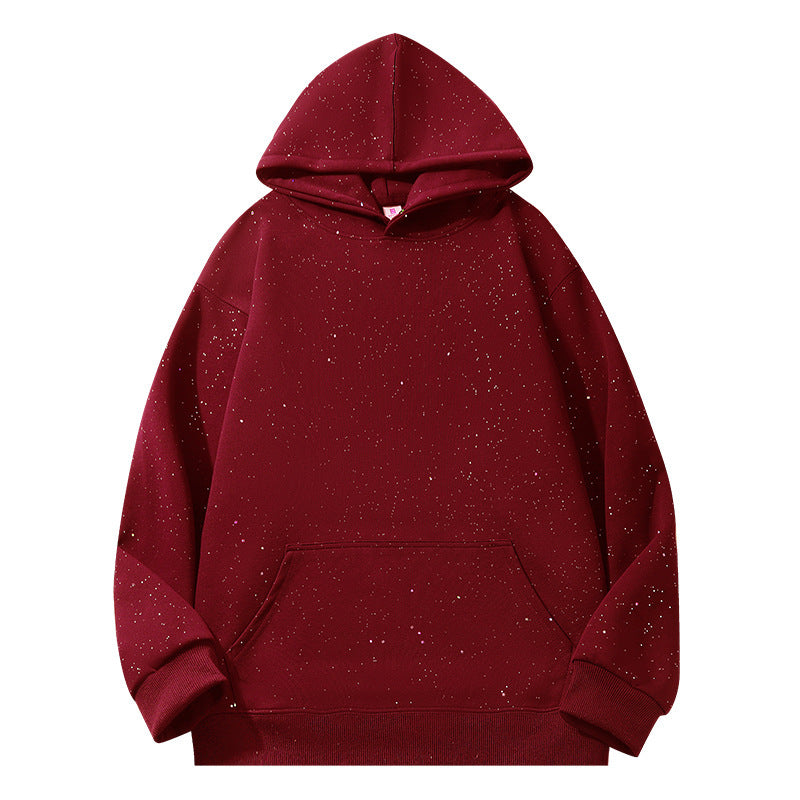 Casual Hoodie with All-Over Star Print, Unisex Streetwear Style, Loose Fit, American Fashion Top