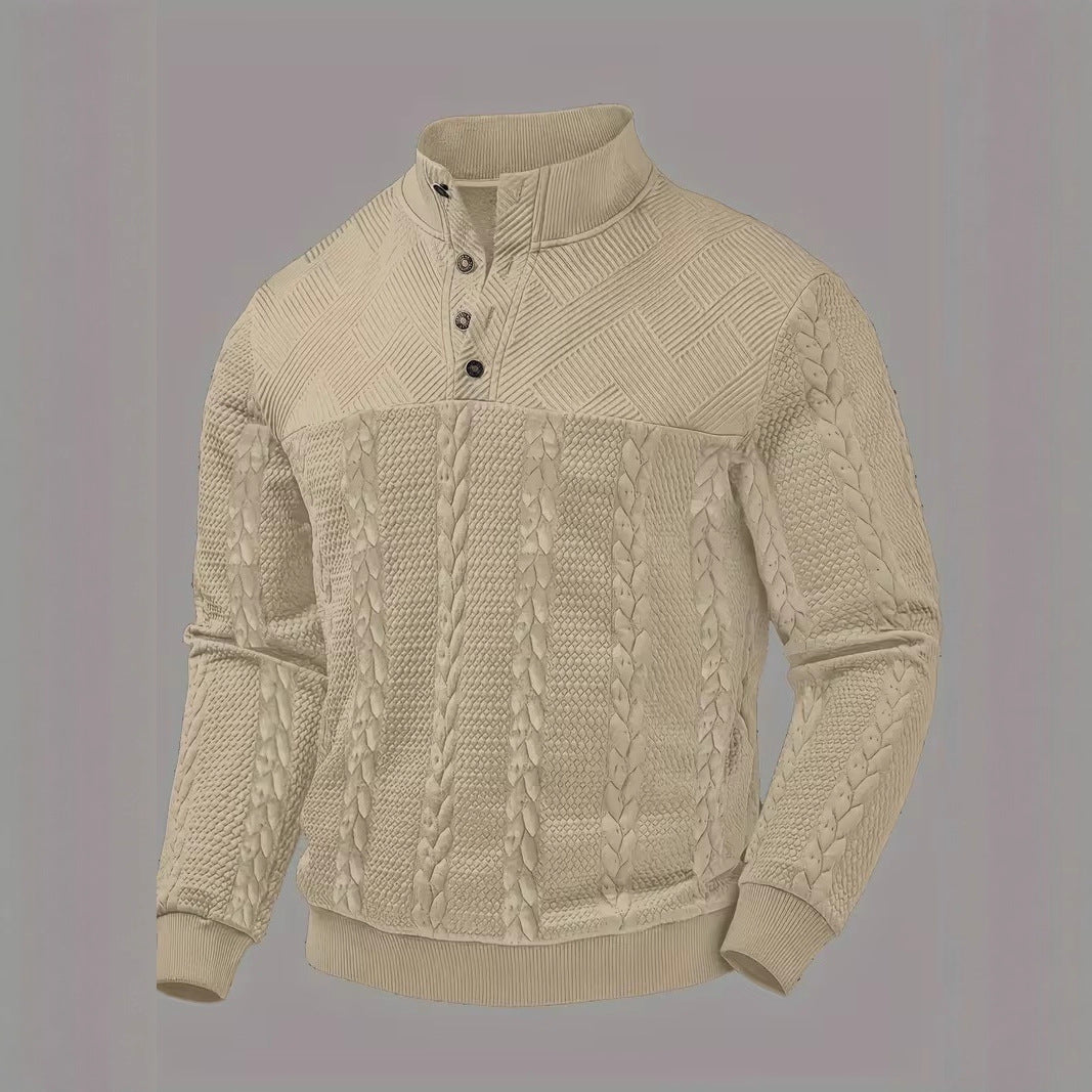 Retro Casual Stand-up Collar Four-button Pullover Hoodie