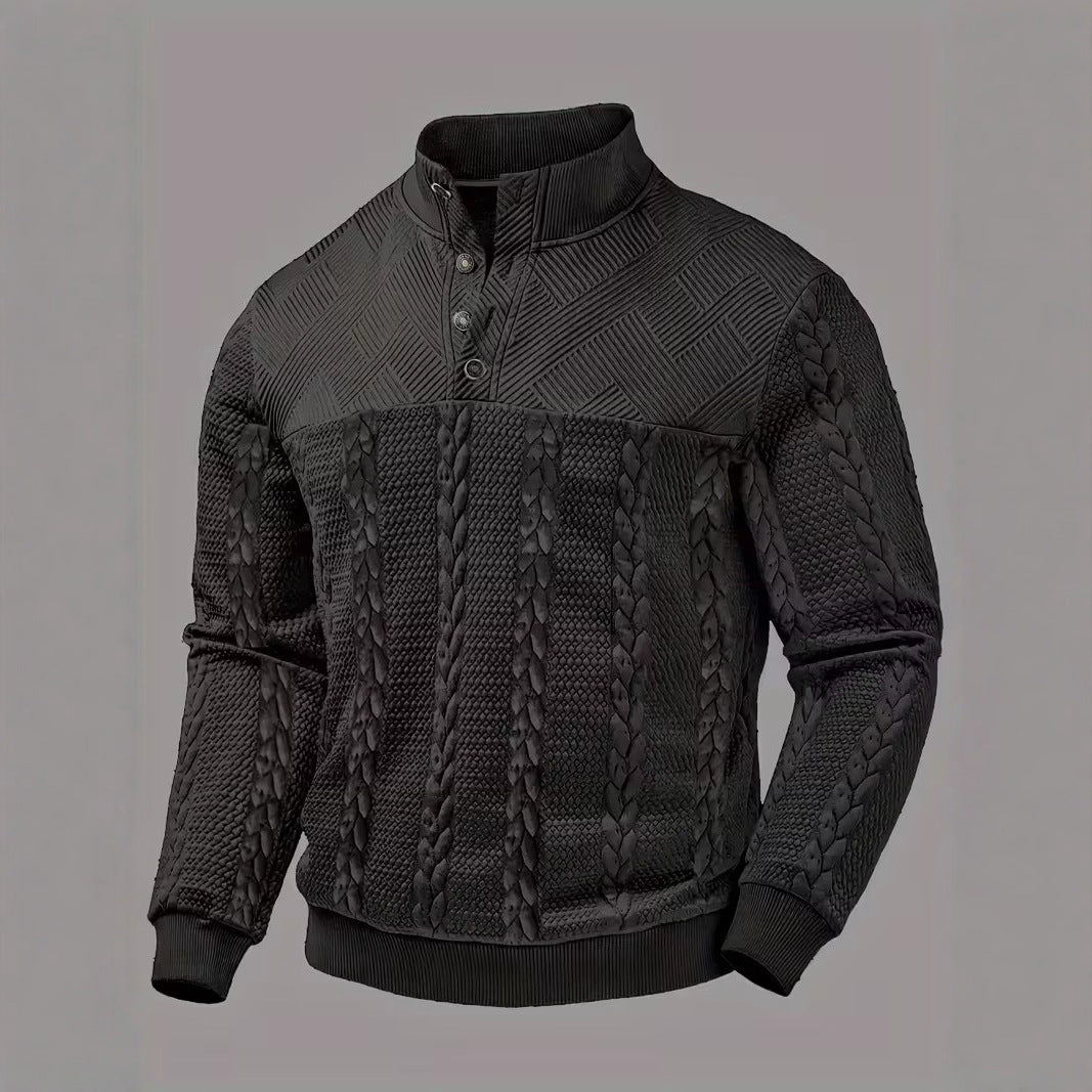 Retro Casual Stand-up Collar Four-button Pullover Hoodie