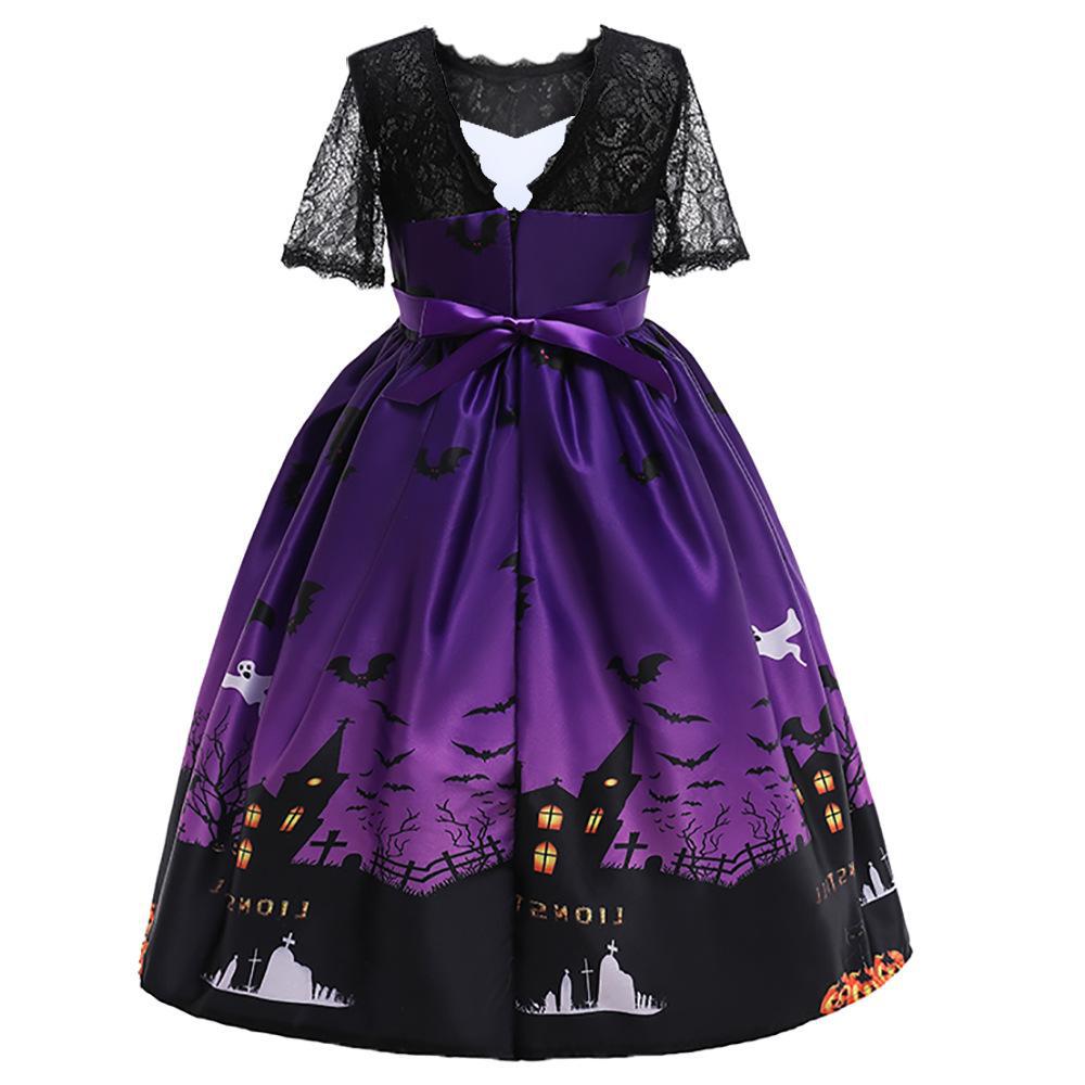 Halloween Dress for Kids Girls Pumpkin Lantern Ghost Costume Party Outfit