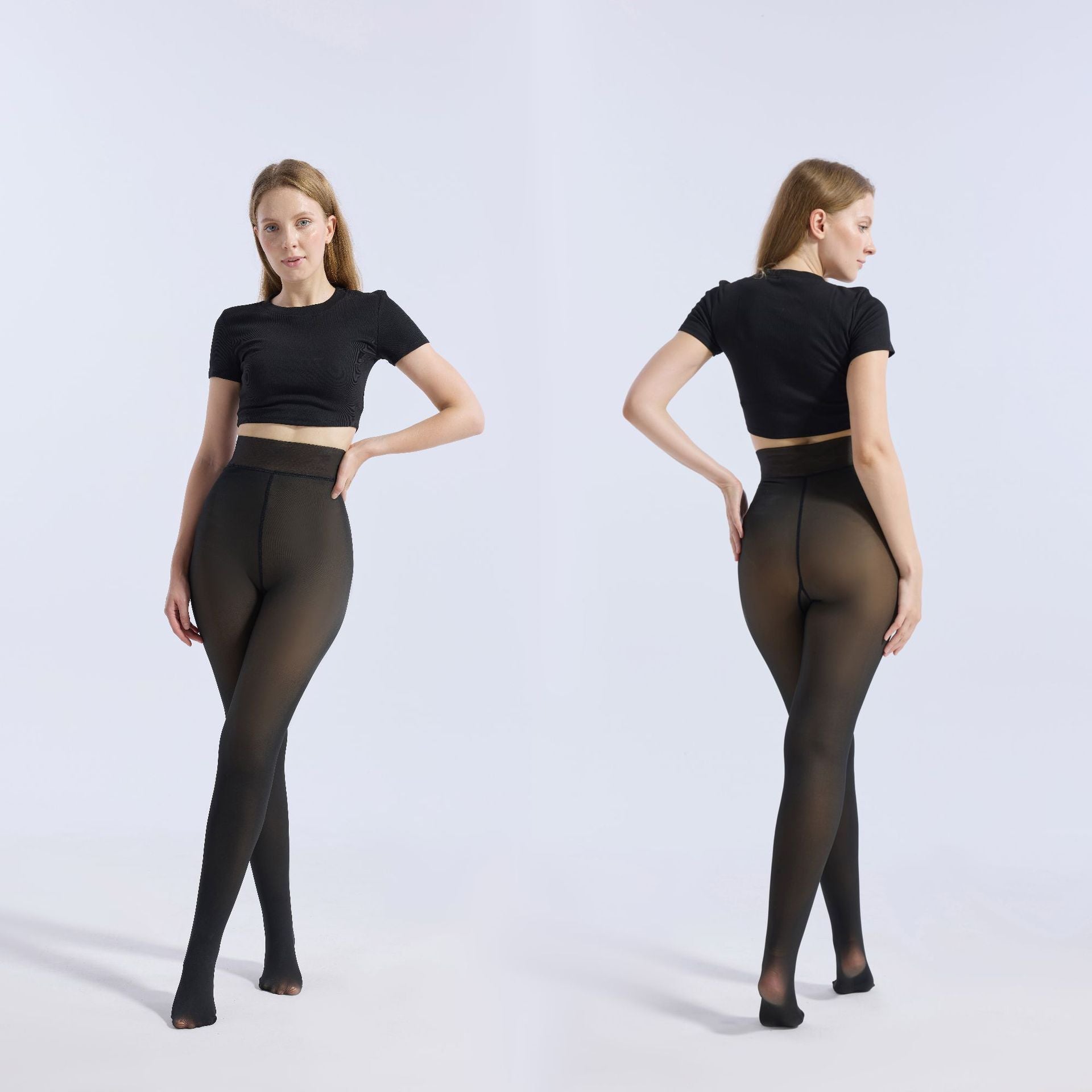 Women's jumpsuit black translucent pantyhose tight fitting and hip lifting one-piece pants