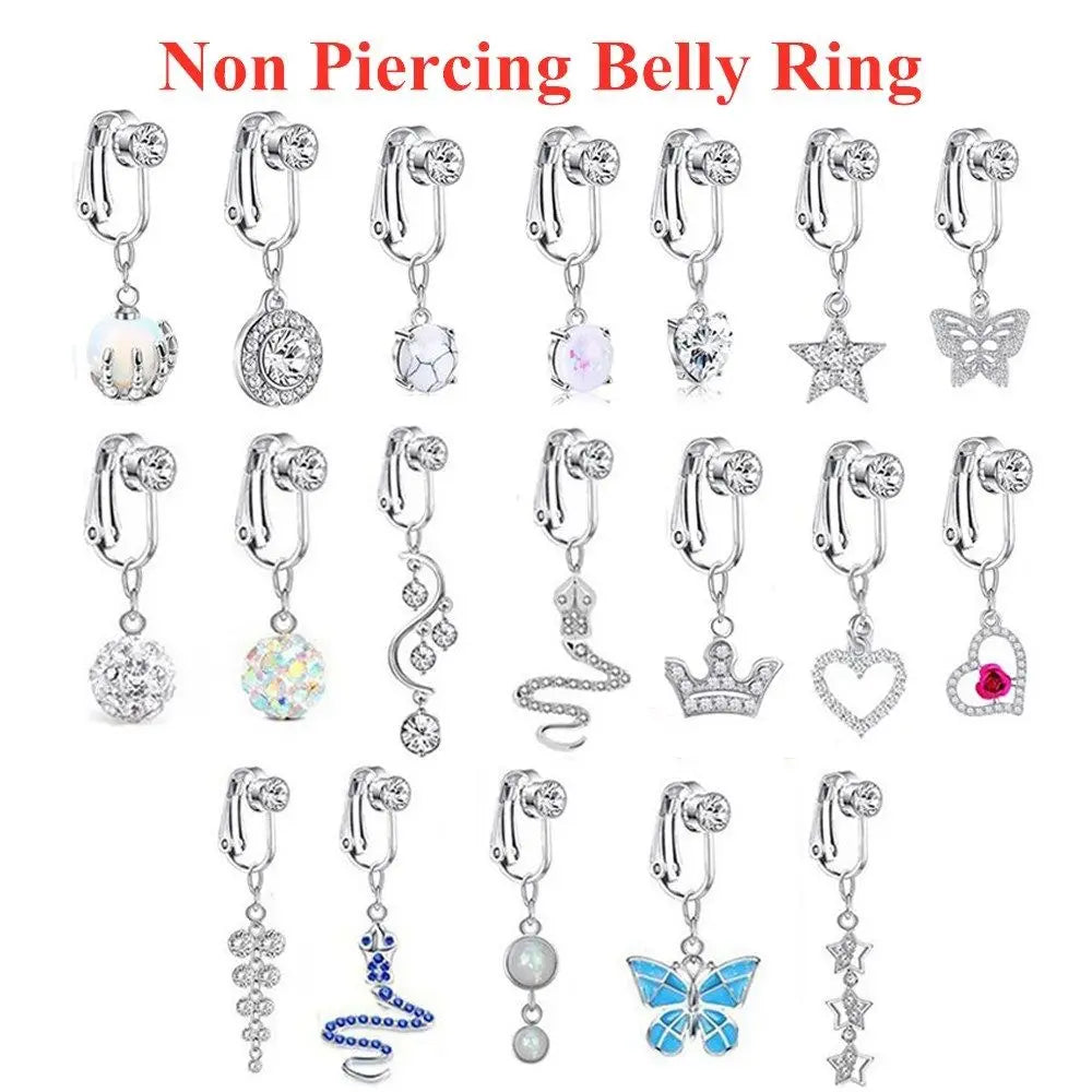 Beach Accessories Non Piercing Clip On Earrings Cartilage Clip Faux Belly Piercing Fake Belly Ring Navel Rings Body Jewelry