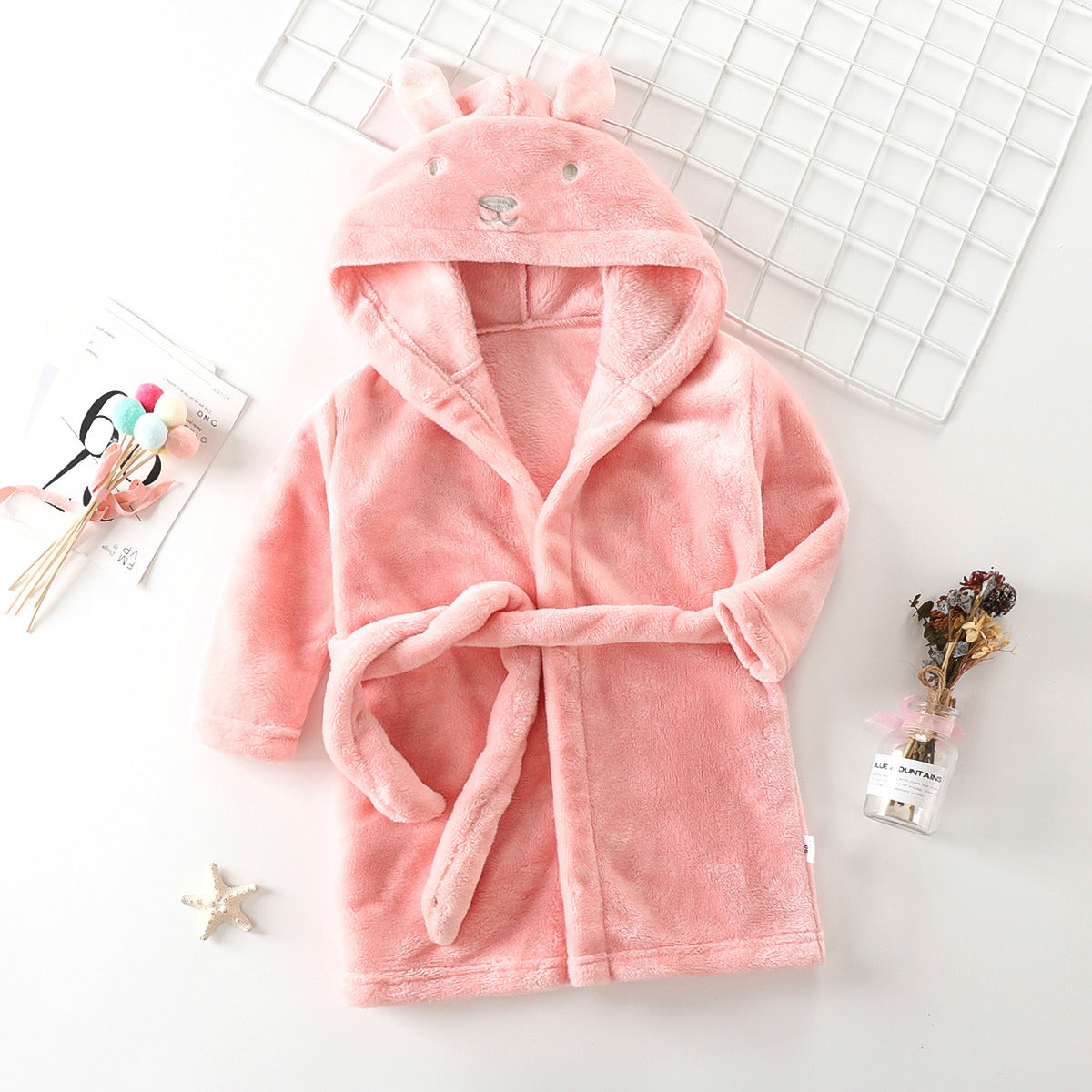Flannel Thick Coral Fleece Children's Robe for Autumn and Winter, Kids Bathrobe, European and American Style Sleepwear