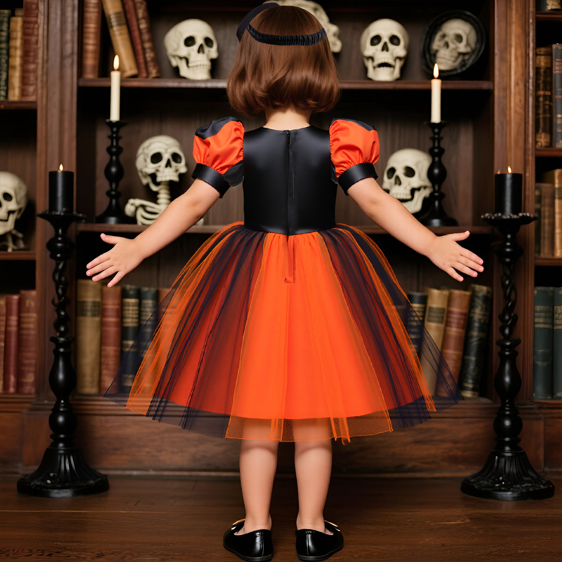 Girls' Dress Halloween Lantern Sleeve Cosplay Children's Dress Little Girl Tutu Tulle Skirt Wholesale