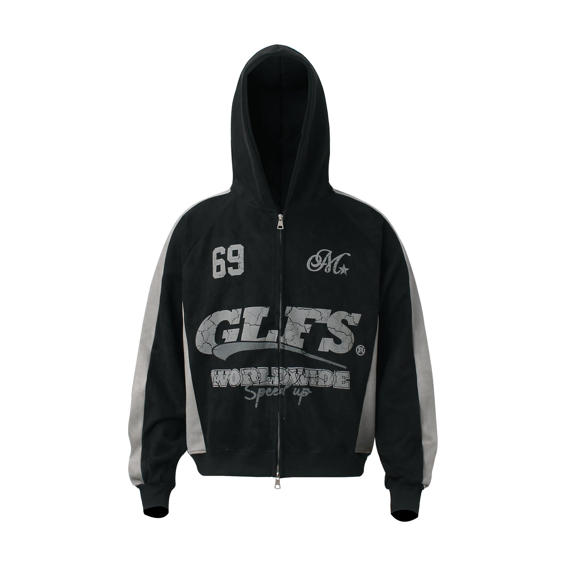 Suede zipper hoodie for men