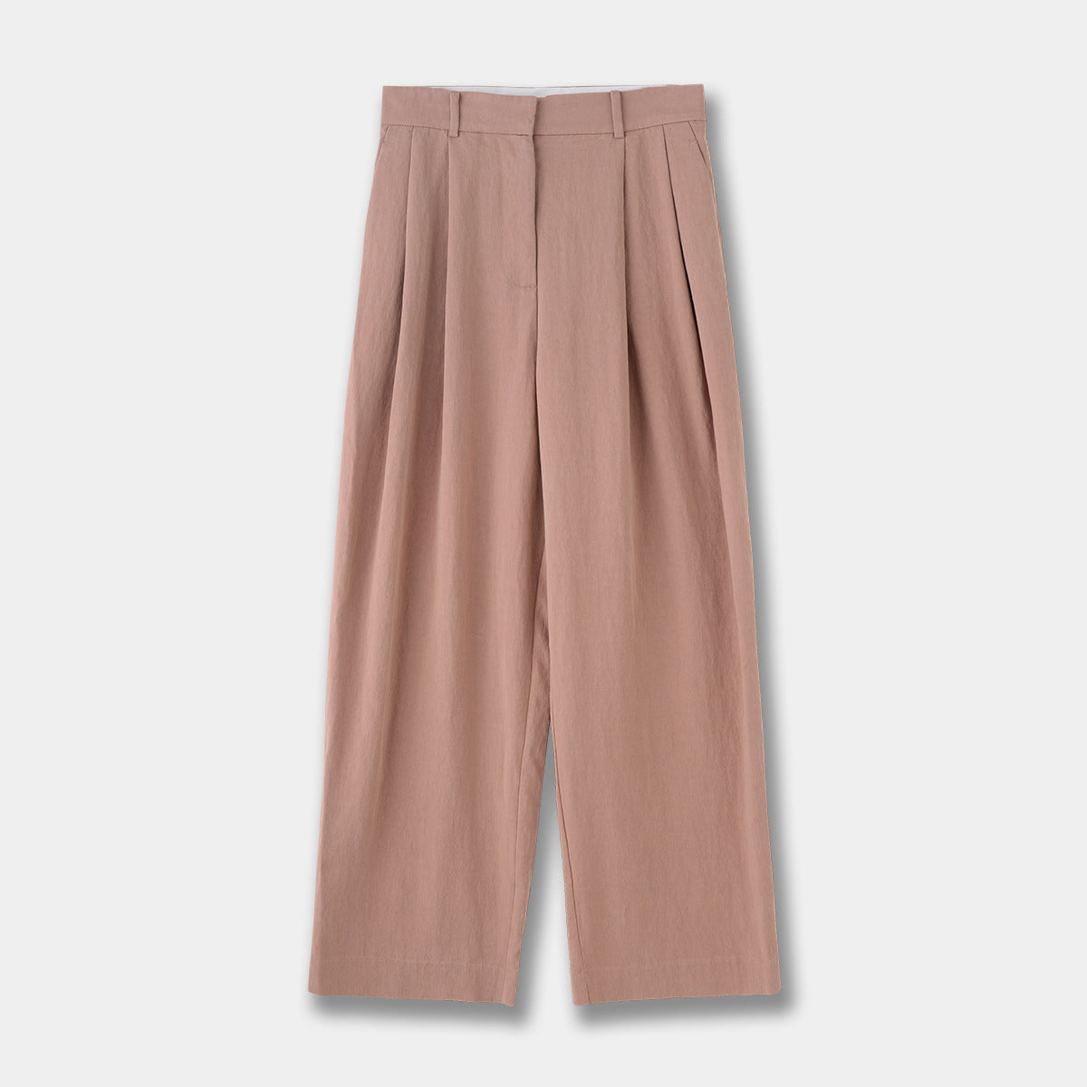 Casual Pleated Wide-Leg Pants Pink Casual Commuter Trousers