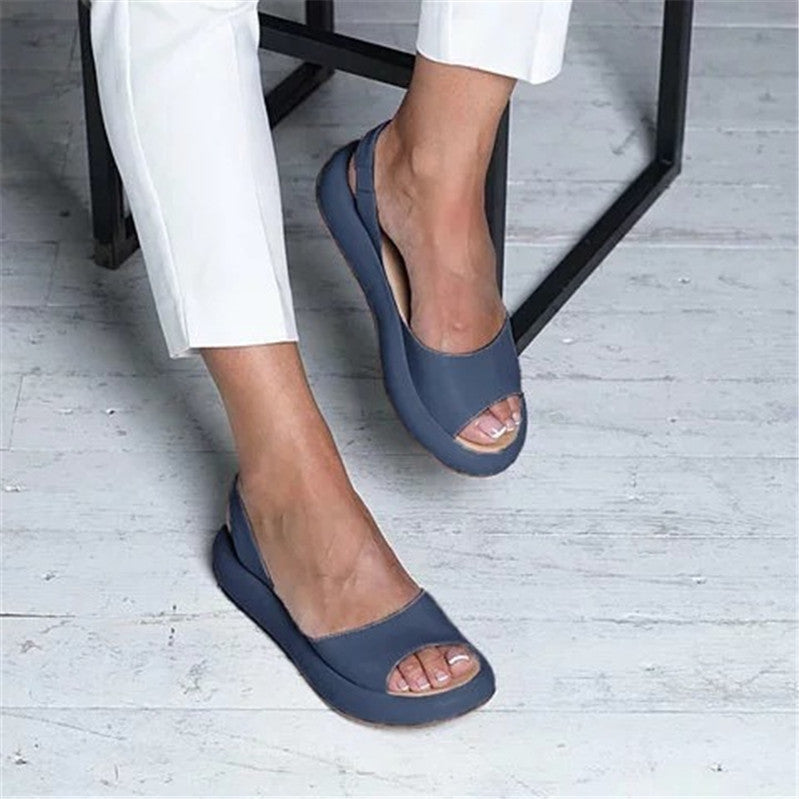 Flat bottomed low heel fish mouth thick soled women's sandals