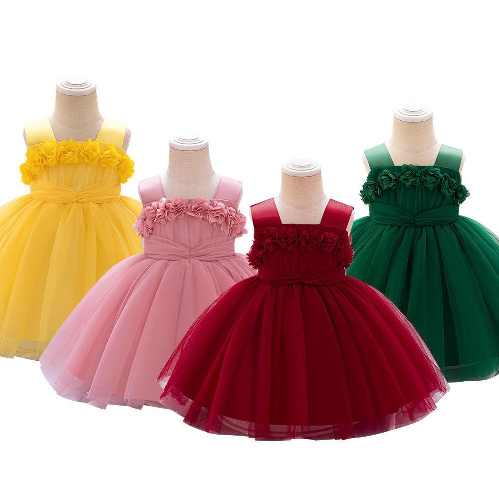 Fairy Tale Style Lace Sleeveless Floral Applique Puffy Dress