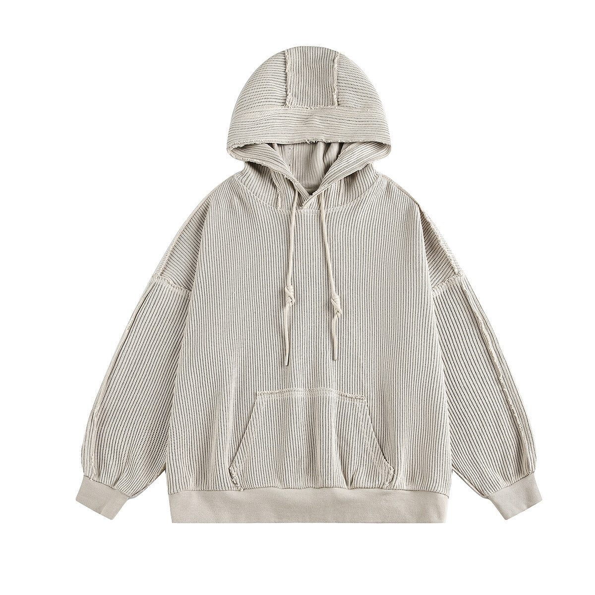 Hairy edge distressed hooded sweatshirt for men