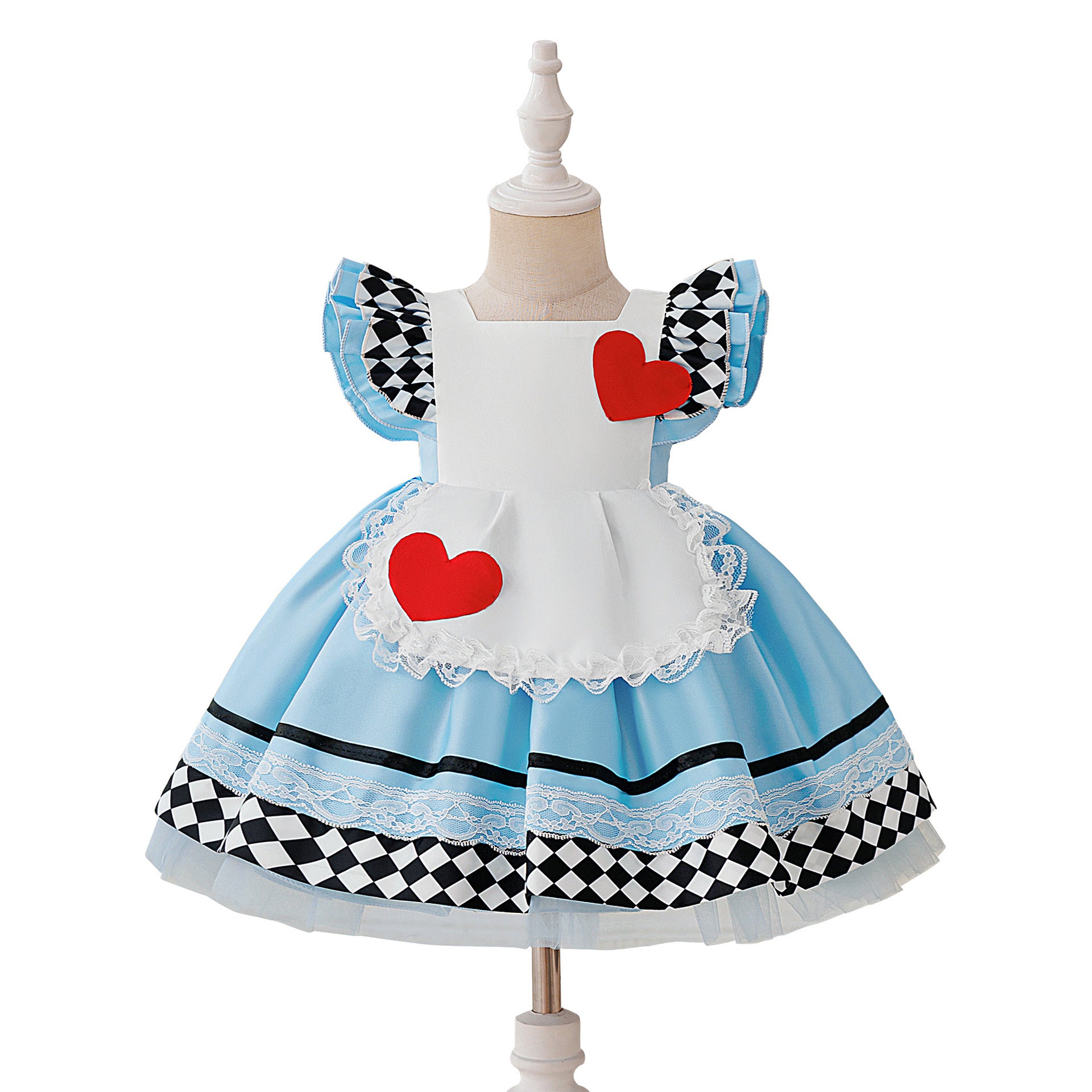 Halloween Lolita Alice Maid Dress for Girls, Flutter Sleeve Princess Dress, Stage Performance Costume