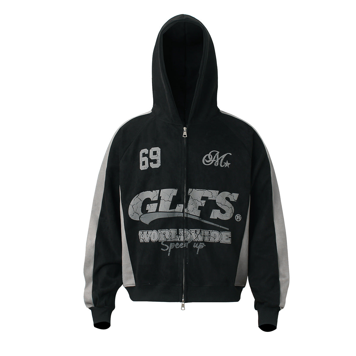 Suede zipper hoodie for men