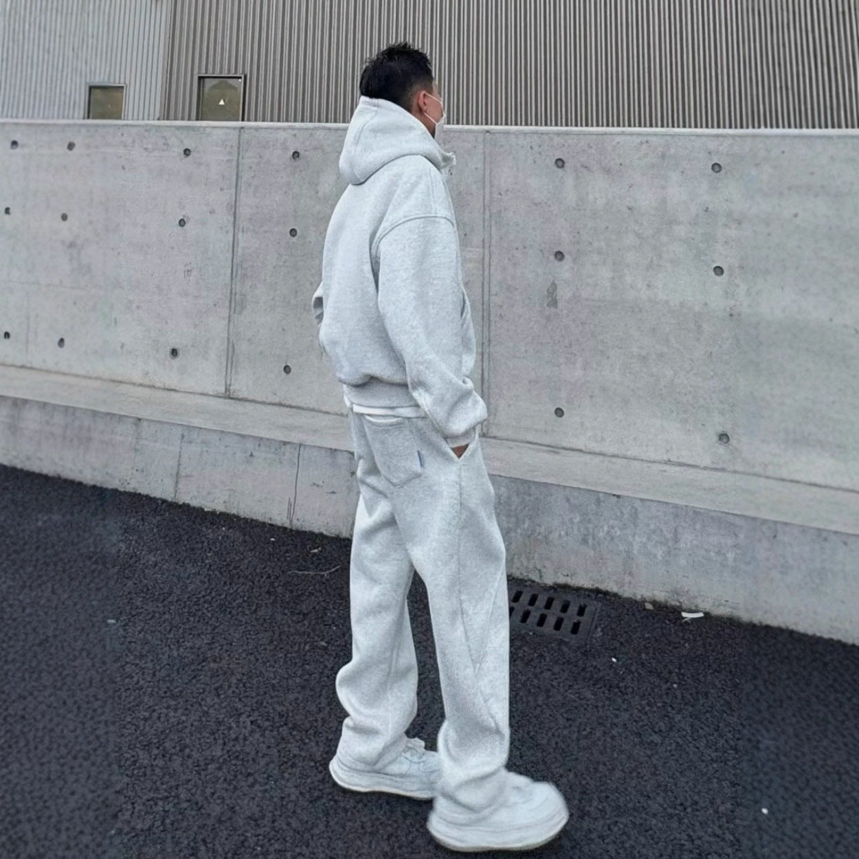 Style Heavyweight Casual Sports Suit Men's Fashion Loose Hooded Jacket Straight Leg Pants Two-Piece Set