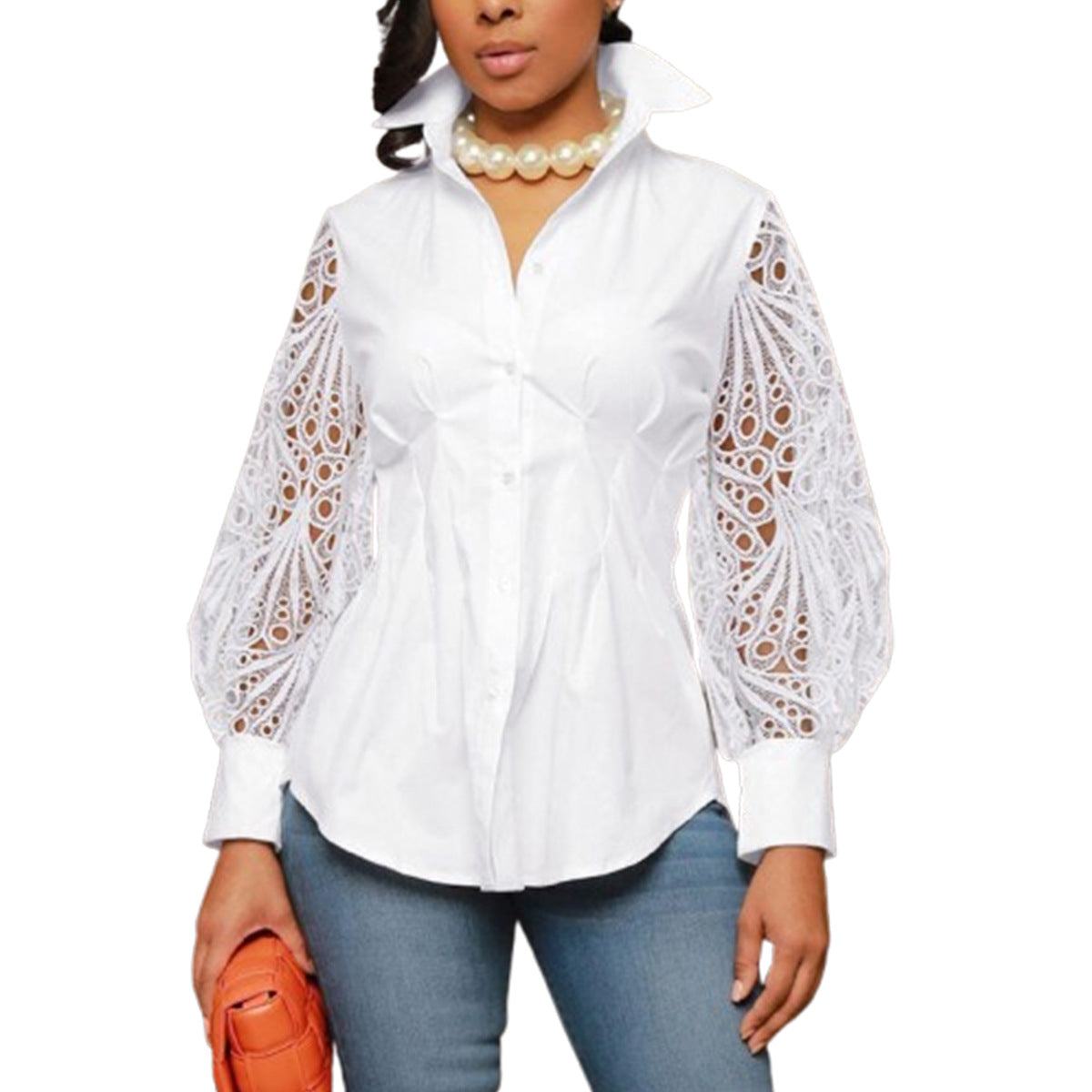 Splicing non elastic shirt for women in autumn