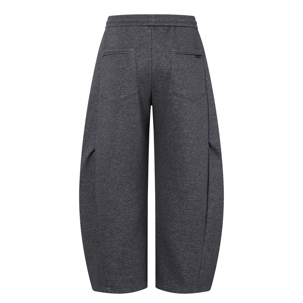 High Street  Style Men's Patchwork Fleece-Lined Tapered Pants, Trendy Brand Loose Wide-Leg Casual Trousers for Men
