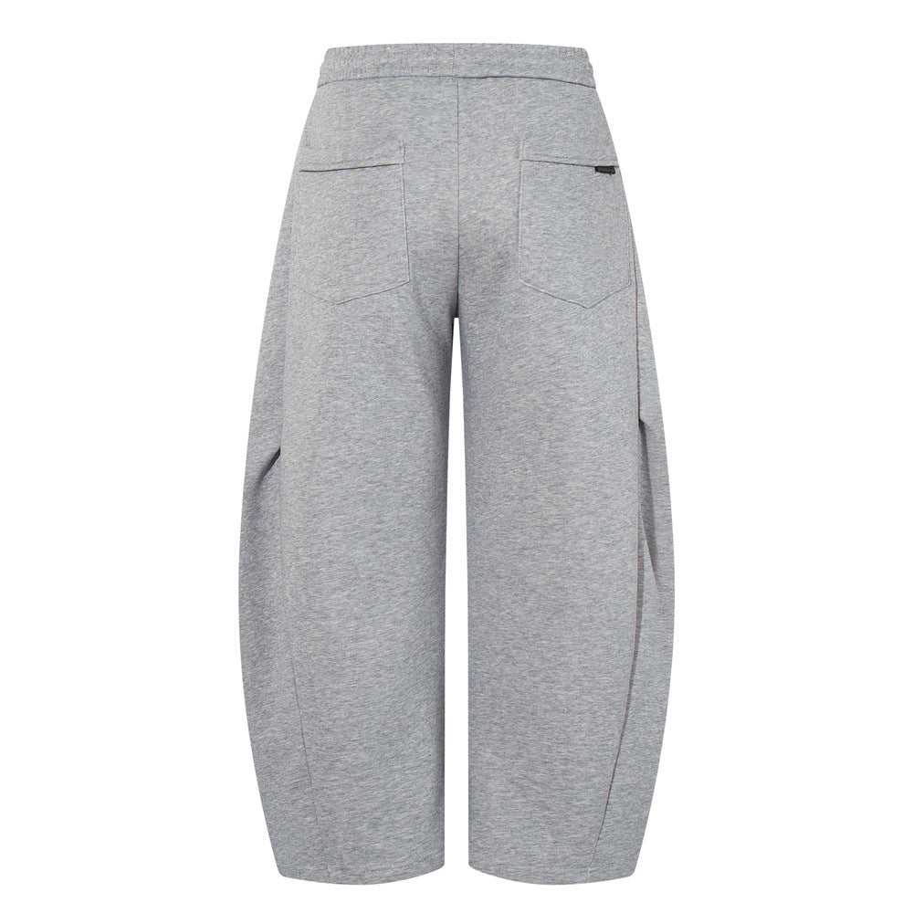 High Street  Style Men's Patchwork Fleece-Lined Tapered Pants, Trendy Brand Loose Wide-Leg Casual Trousers for Men