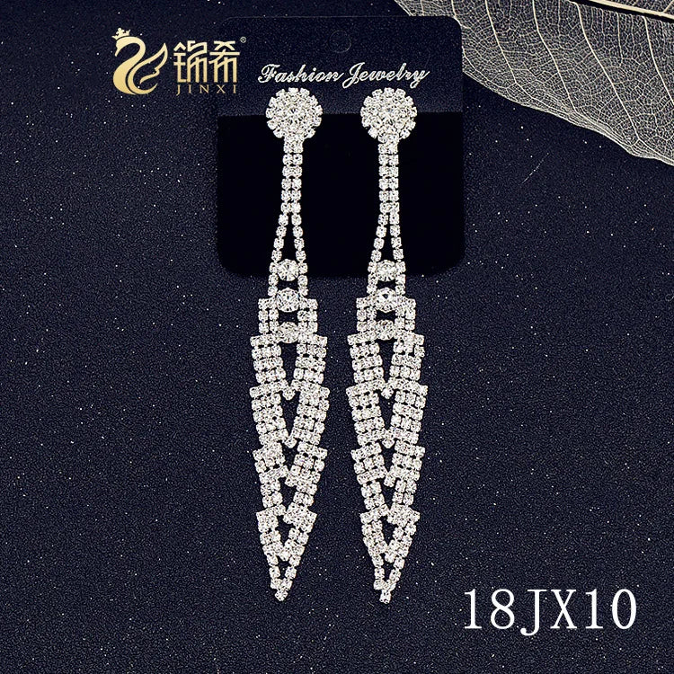 European and American/Korean Beautiful Classical Earrings Super Long Rhinestone Tassel Nightclub Earrings Dress Banquet Ear Ring