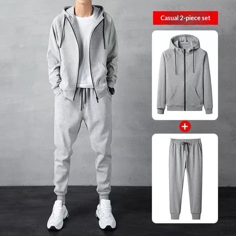 Men's Loose Zip-up Hoodie Sweater Set